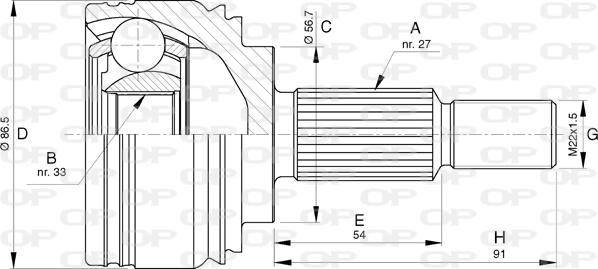 Open Parts CVJ5783.10 - Šarnīru komplekts, Piedziņas vārpsta ps1.lv