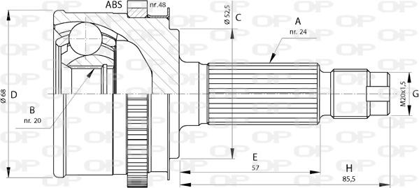 Open Parts CVJ5728.10 - Šarnīru komplekts, Piedziņas vārpsta ps1.lv