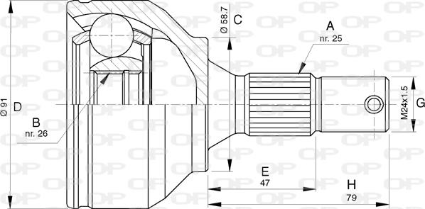 Open Parts CVJ5775.10 - Šarnīru komplekts, Piedziņas vārpsta ps1.lv