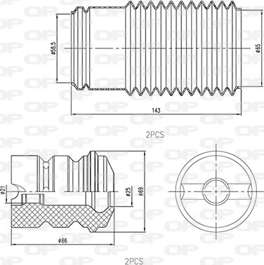 Open Parts DCK5030.04 - Putekļu aizsargkomplekts, Amortizators ps1.lv