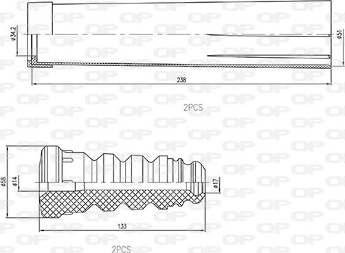 Open Parts DCK5038.04 - Putekļu aizsargkomplekts, Amortizators ps1.lv