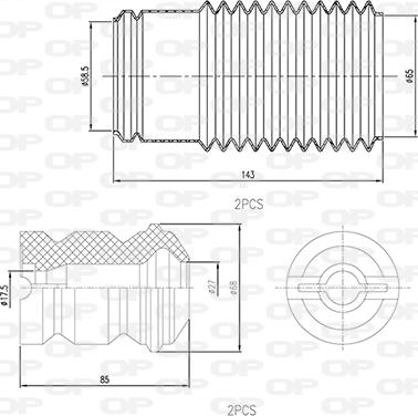 Open Parts DCK5029.04 - Putekļu aizsargkomplekts, Amortizators ps1.lv