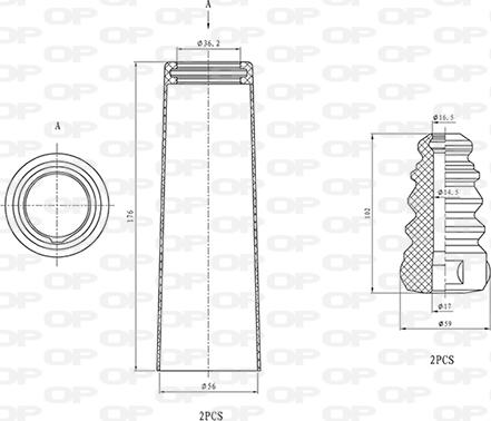 Open Parts DCK5021.04 - Putekļu aizsargkomplekts, Amortizators ps1.lv