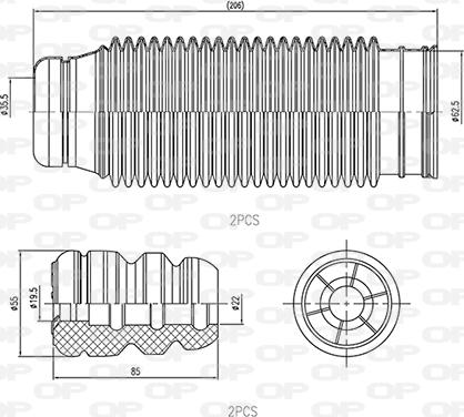 Open Parts DCK5023.04 - Putekļu aizsargkomplekts, Amortizators ps1.lv