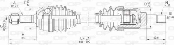 Open Parts DRS6462.00 - Piedziņas vārpsta ps1.lv