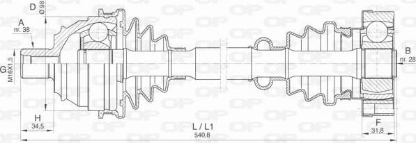 Open Parts DRS6424.00 - Piedziņas vārpsta ps1.lv