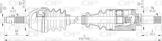 Open Parts DRS6000.00 - Piedziņas vārpsta ps1.lv