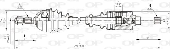 Open Parts DRS6001.00 - Piedziņas vārpsta ps1.lv