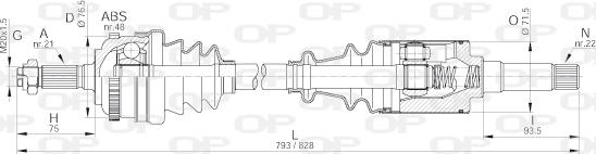 Open Parts DRS6039.00 - Piedziņas vārpsta ps1.lv