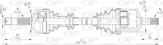 Open Parts DRS6141.00 - Piedziņas vārpsta ps1.lv