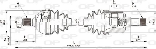 Open Parts DRS6165.00 - Piedziņas vārpsta ps1.lv