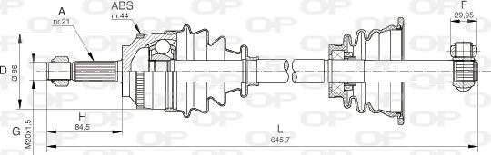 Open Parts DRS6100.00 - Piedziņas vārpsta ps1.lv