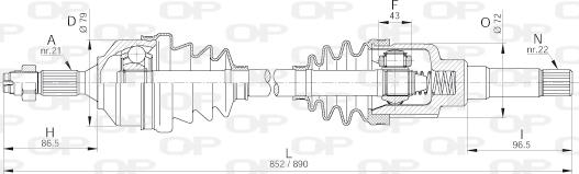 Open Parts DRS6182.00 - Piedziņas vārpsta ps1.lv