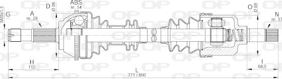 Open Parts DRS6137.00 - Piedziņas vārpsta ps1.lv