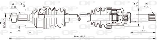 Open Parts DRS6366.00 - Piedziņas vārpsta ps1.lv