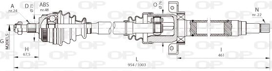 Open Parts DRS6363.00 - Piedziņas vārpsta ps1.lv