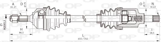 Open Parts DRS6367.00 - Piedziņas vārpsta ps1.lv