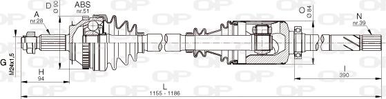 Open Parts DRS6332.00 - Piedziņas vārpsta ps1.lv