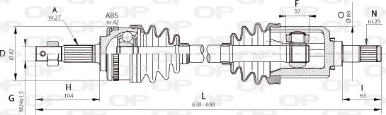 Open Parts DRS6325.00 - Piedziņas vārpsta ps1.lv