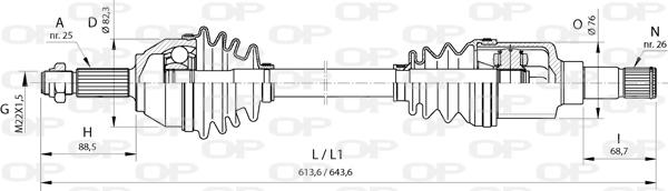 Open Parts DRS6374.00 - Piedziņas vārpsta ps1.lv