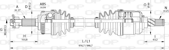 Open Parts DRS6378.00 - Piedziņas vārpsta ps1.lv