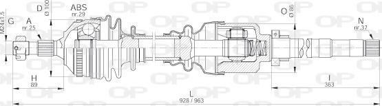 Open Parts DRS6246.00 - Piedziņas vārpsta ps1.lv