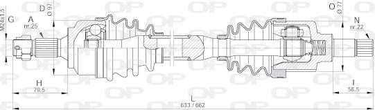 Open Parts DRS6257.00 - Piedziņas vārpsta ps1.lv