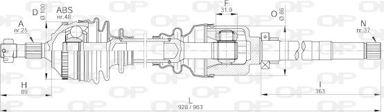 Open Parts DRS6203.00 - Piedziņas vārpsta ps1.lv