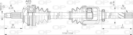 Open Parts DRS6231.00 - Piedziņas vārpsta ps1.lv