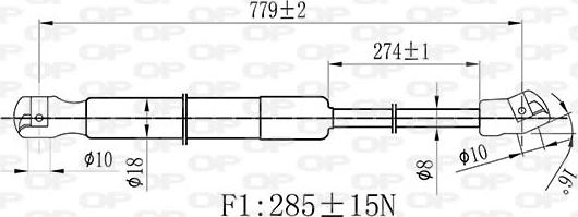 Open Parts GSR6460.00 - Gāzes atspere, Motora pārsegs ps1.lv