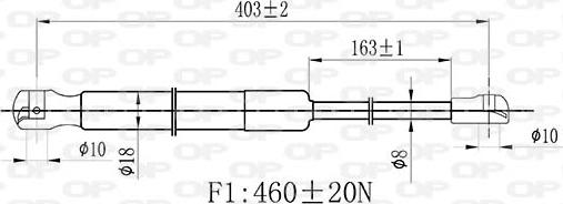 Open Parts GSR6462.10 - Gāzes atspere, Motora pārsegs ps1.lv