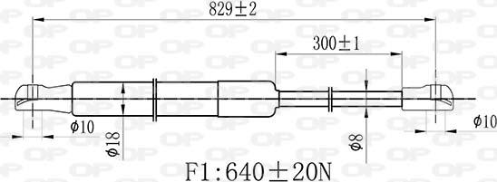 Open Parts GSR6474.00 - Gāzes atspere, Motora pārsegs ps1.lv