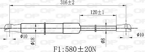 Open Parts GSR6521.00 - Gāzes atspere, Motora pārsegs ps1.lv