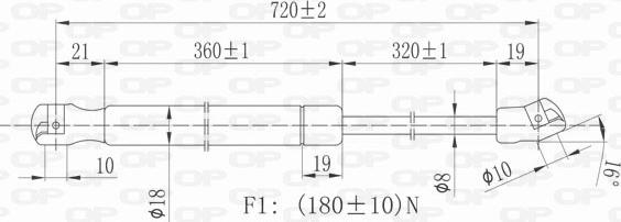 Open Parts GSR6045.00 - Gāzes atspere, Motora pārsegs ps1.lv