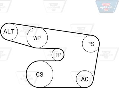 Optibelt 6 PK 1873KT1 - Ķīļrievu siksnu komplekts ps1.lv