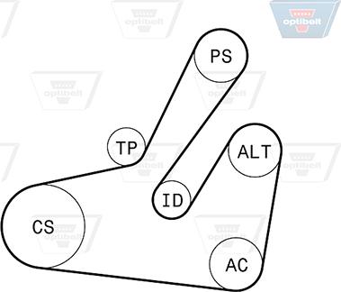 Optibelt 6 PK 1795KT2 - Ķīļrievu siksnu komplekts ps1.lv