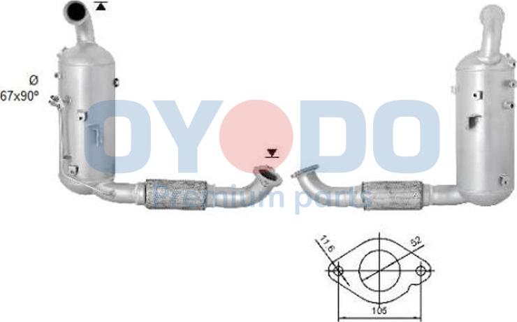 Oyodo 20N0057-OYO - Nosēdumu / Daļiņu filtrs, Izplūdes gāzu sistēma ps1.lv