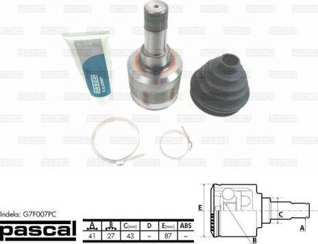 Pascal G7F007PC - Šarnīru komplekts, Piedziņas vārpsta ps1.lv