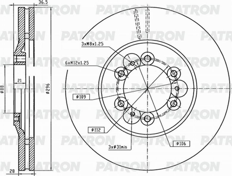 Patron PBD1034 - Bremžu diski ps1.lv