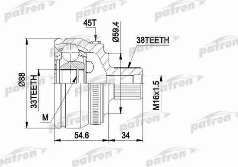 Patron PCV1435 - Šarnīru komplekts, Piedziņas vārpsta ps1.lv