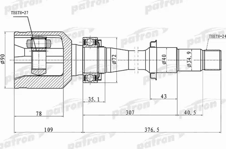 Patron PCV1430 - Šarnīru komplekts, Piedziņas vārpsta ps1.lv