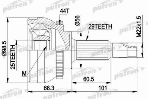 Patron PCV1600 - Šarnīru komplekts, Piedziņas vārpsta ps1.lv