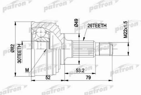 Patron PCV1054 - Šarnīru komplekts, Piedziņas vārpsta ps1.lv