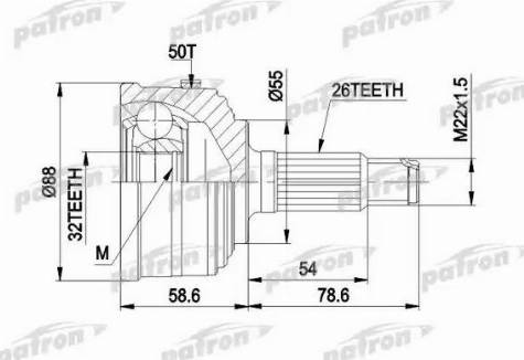 Patron PCV1053 - Šarnīru komplekts, Piedziņas vārpsta ps1.lv