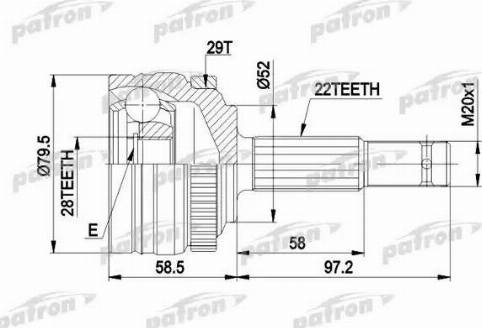 Patron PCV1116 - Šarnīru komplekts, Piedziņas vārpsta ps1.lv