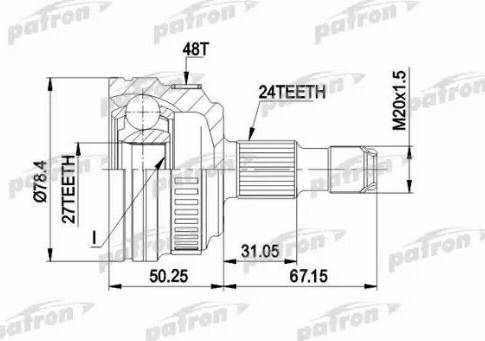 Patron PCV1367 - Šarnīru komplekts, Piedziņas vārpsta ps1.lv