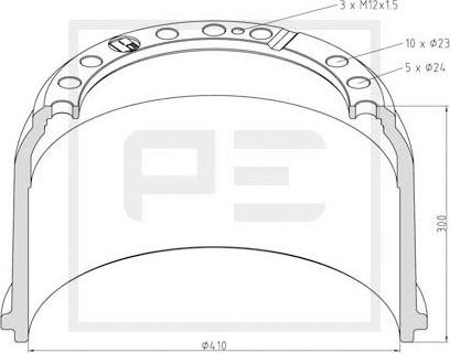 PE Automotive 016.450-00A - Bremžu trumulis ps1.lv