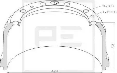 PE Automotive 016.430-00A - Bremžu trumulis ps1.lv