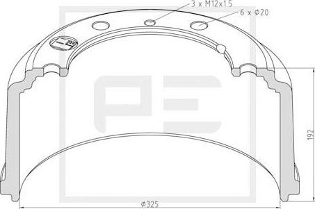 PE Automotive 036.416-00A - Bremžu trumulis ps1.lv