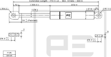 PE Automotive 030.343-00A - Gāzes atspere ps1.lv